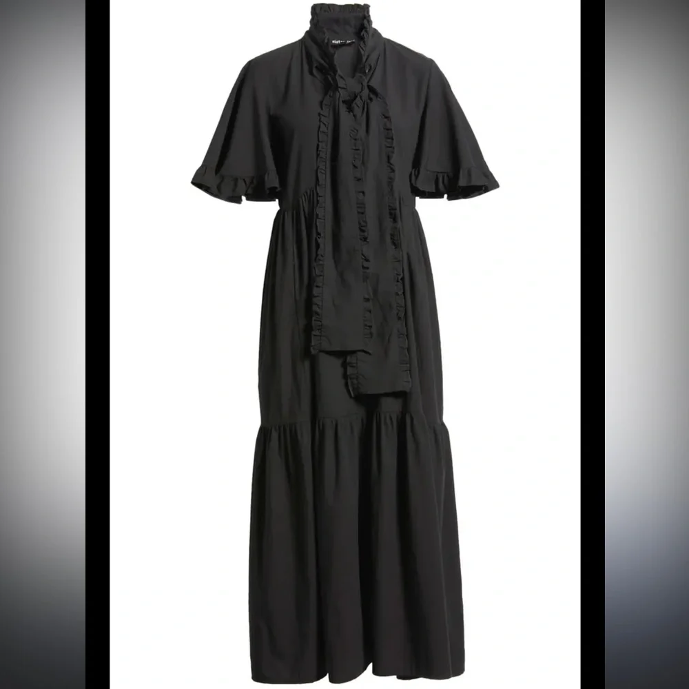 Sister Jane Heron Bow Midi Dress Black Medium - Picture 2 of 4